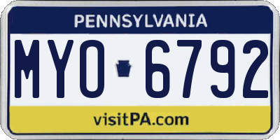 PA license plate MYO6792