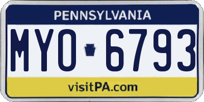 PA license plate MYO6793