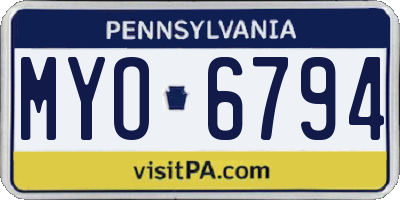 PA license plate MYO6794