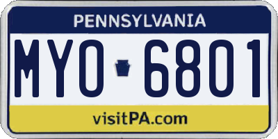 PA license plate MYO6801