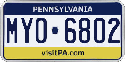 PA license plate MYO6802