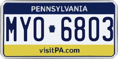 PA license plate MYO6803