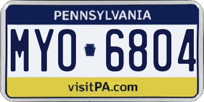 PA license plate MYO6804
