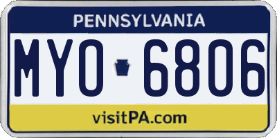 PA license plate MYO6806