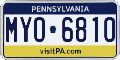 PA license plate MYO6810