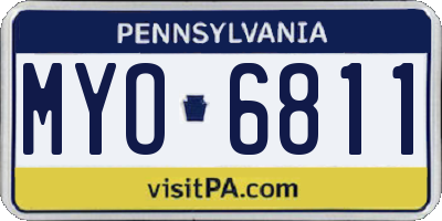 PA license plate MYO6811