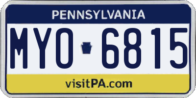 PA license plate MYO6815