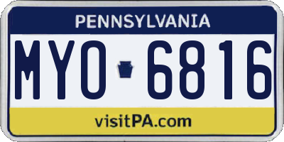 PA license plate MYO6816