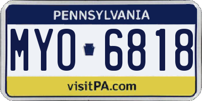PA license plate MYO6818