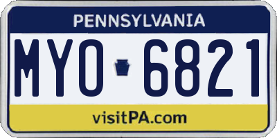 PA license plate MYO6821