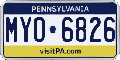 PA license plate MYO6826