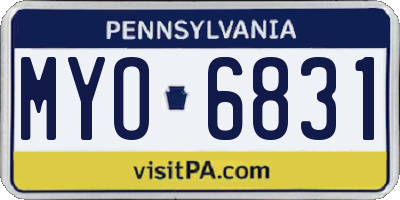 PA license plate MYO6831