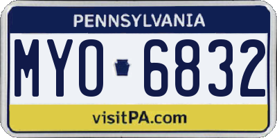 PA license plate MYO6832