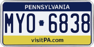 PA license plate MYO6838