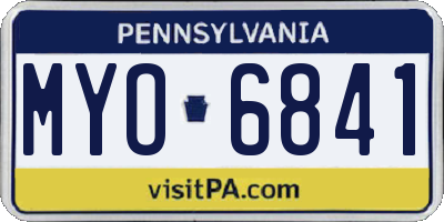PA license plate MYO6841