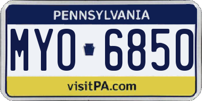 PA license plate MYO6850