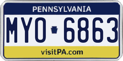 PA license plate MYO6863