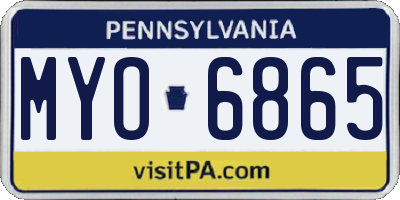 PA license plate MYO6865