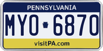 PA license plate MYO6870