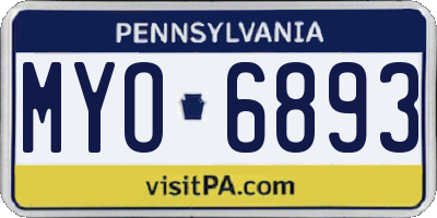 PA license plate MYO6893