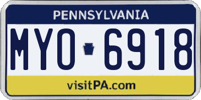 PA license plate MYO6918