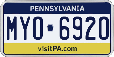 PA license plate MYO6920