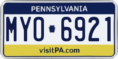 PA license plate MYO6921