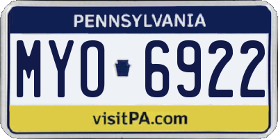 PA license plate MYO6922
