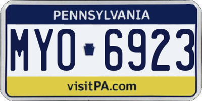 PA license plate MYO6923