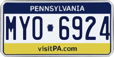 PA license plate MYO6924