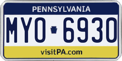 PA license plate MYO6930