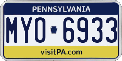 PA license plate MYO6933