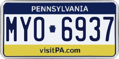 PA license plate MYO6937