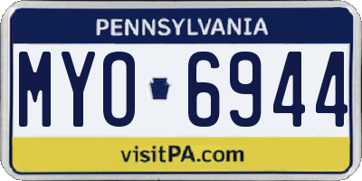 PA license plate MYO6944