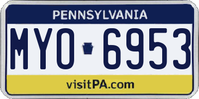 PA license plate MYO6953
