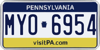 PA license plate MYO6954