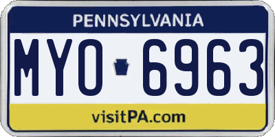 PA license plate MYO6963