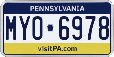 PA license plate MYO6978