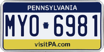 PA license plate MYO6981