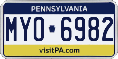PA license plate MYO6982