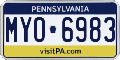 PA license plate MYO6983