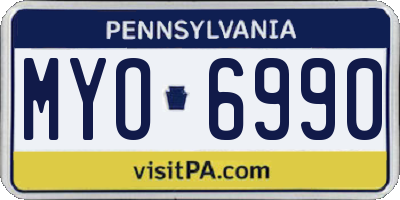 PA license plate MYO6990