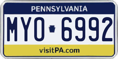 PA license plate MYO6992