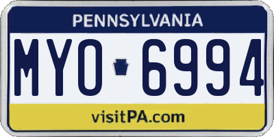 PA license plate MYO6994