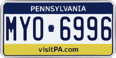 PA license plate MYO6996