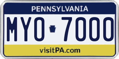 PA license plate MYO7000