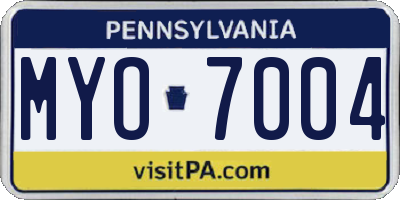 PA license plate MYO7004
