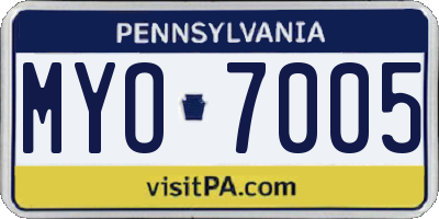PA license plate MYO7005