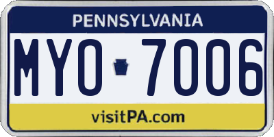 PA license plate MYO7006