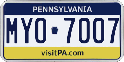 PA license plate MYO7007